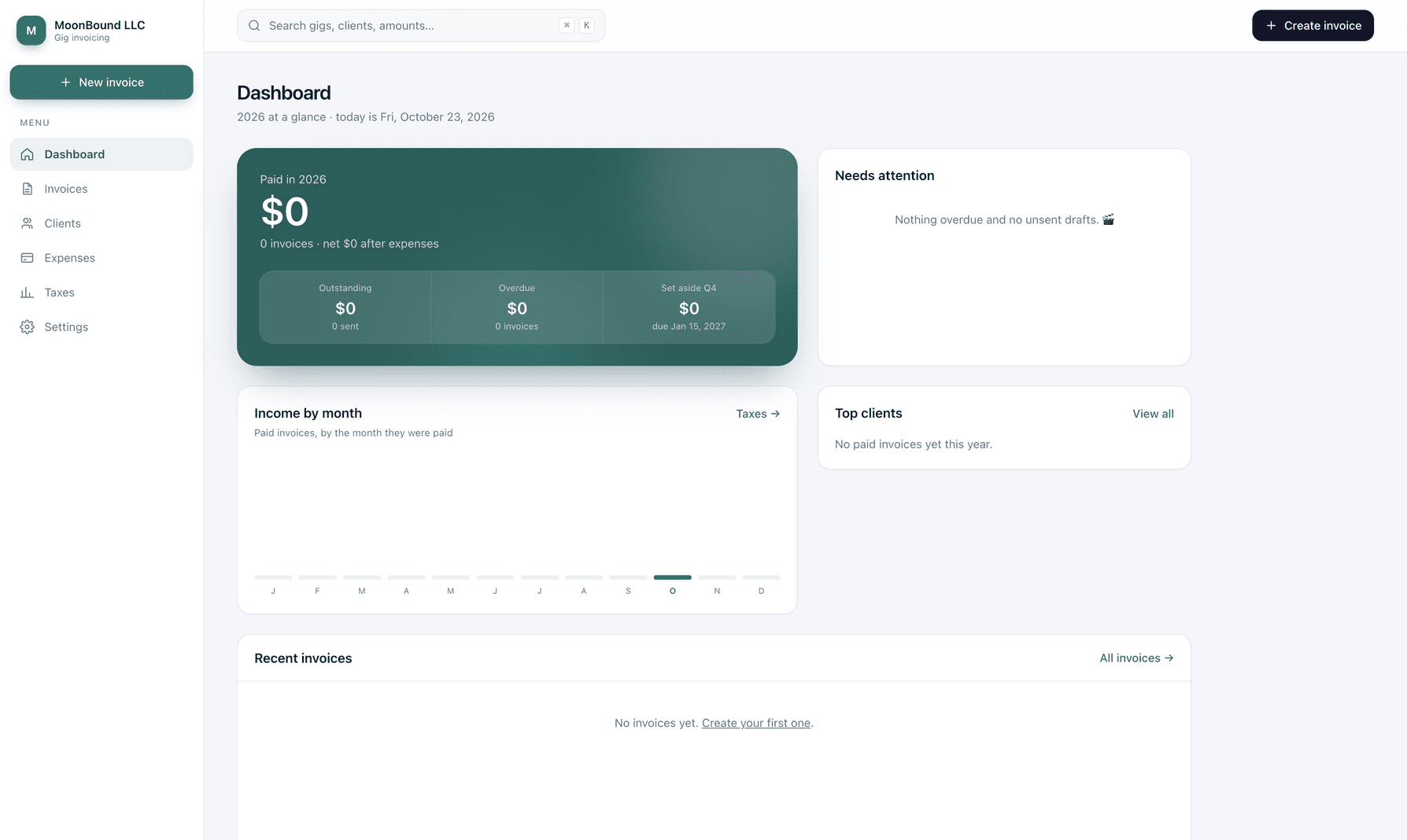 AV Invoicing interface