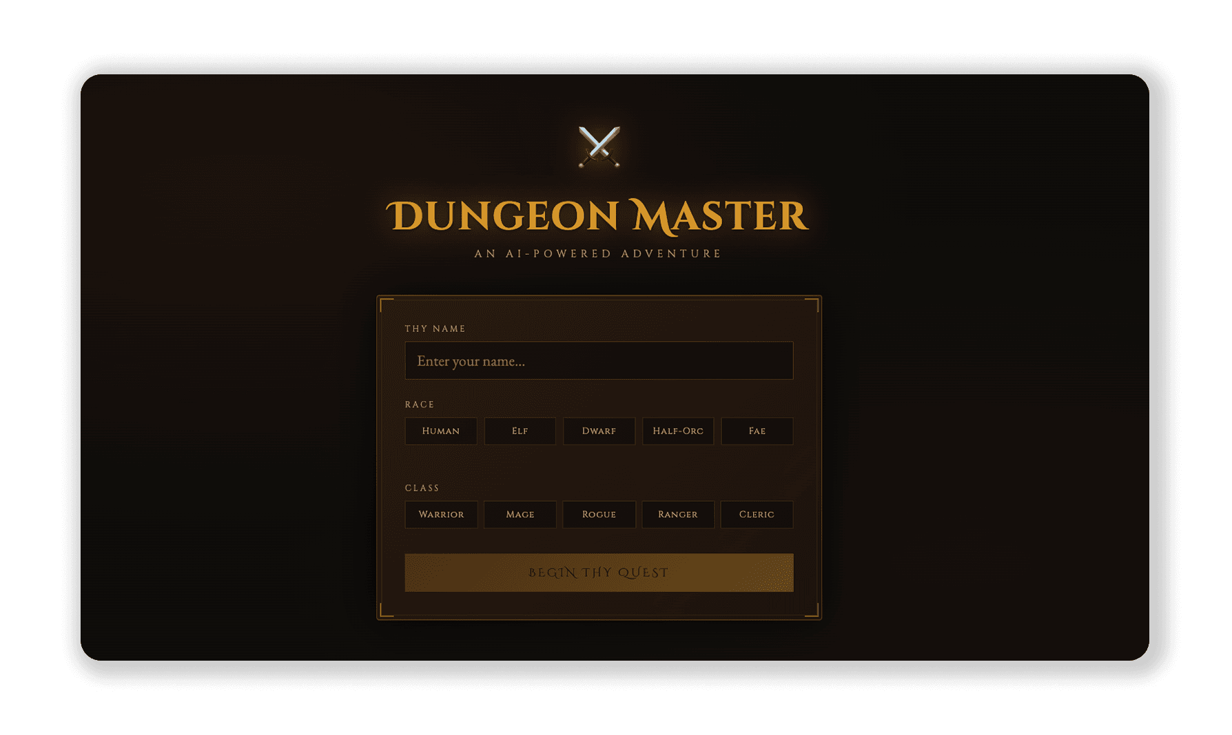 Dungeon Master interface preview