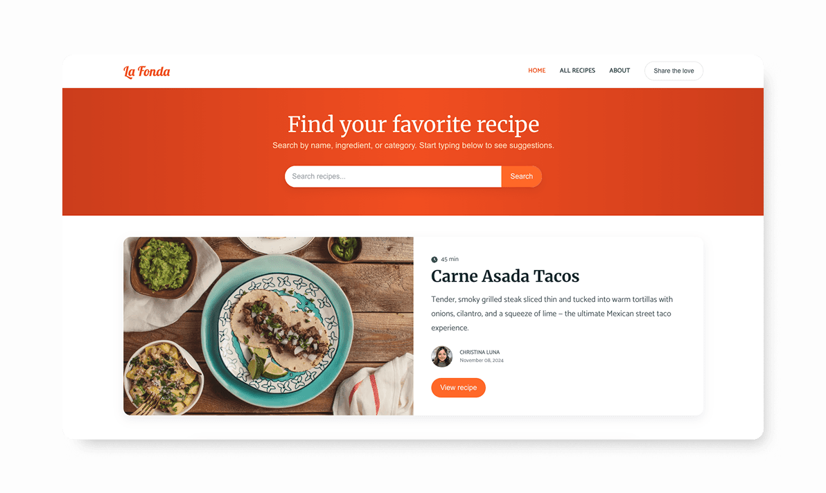 La Fonda interface preview
