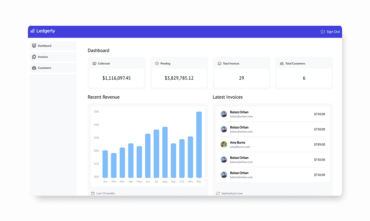 Ledgerly Billing interface
